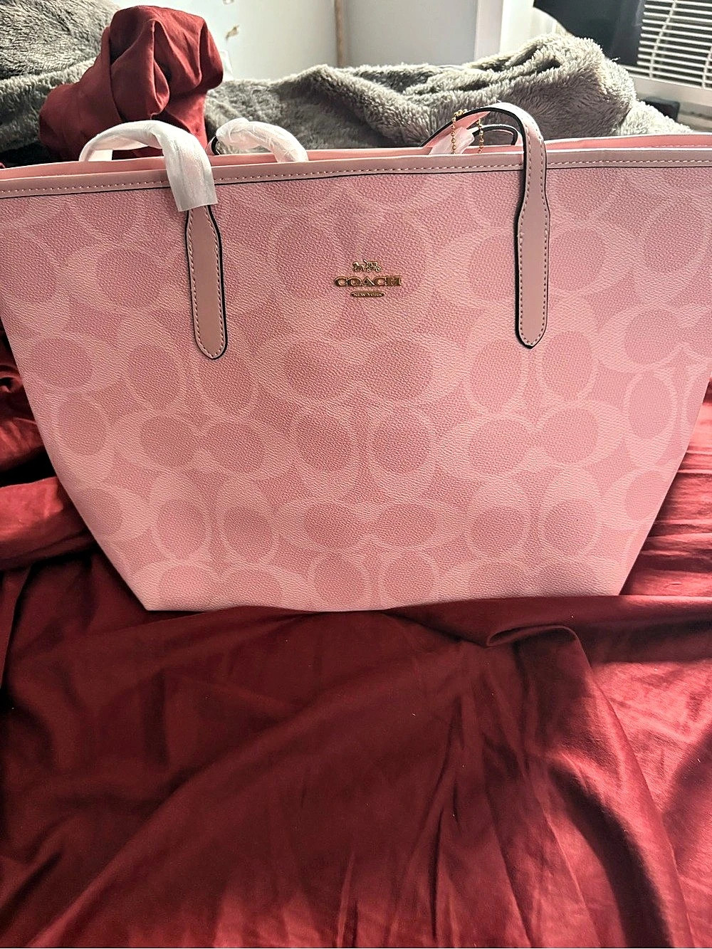 Coach City Tote Bag In Signature Canvas Pink Tote